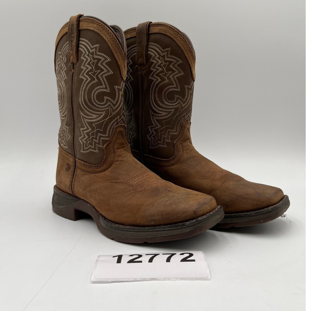 Lil' Rebel by Durango 8" DBT0239Y Kids 4 M Western Boot Brown Square Toe Pull On